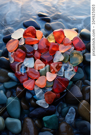 Sea glass washed ashore AI image 104925003