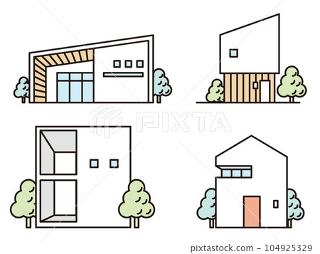 House illustration set with simple and modern design 104925329