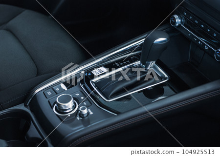 Car interior - gear stick of Mazda CX-5 AWD crossover, Moscow, 18 Feb 2021 Car interior - gear stick of Mazda CX-5 AWD crossover, Moscow, 18 Feb 2021 104925513