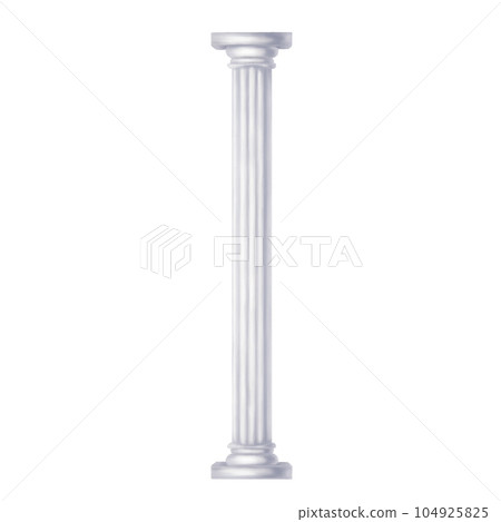 Classic antique white marble column in Roman and Renaissance style. Digital illustration on a white background. Antique scenery, part of the amphitheater, archaeological sculptures, theatrical scenery 104925825
