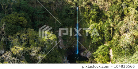 La Fortuna Waterfall in Costa Rica. The waterfall is located on the Arenal River at the base of the dormant Chato volcano. Long exposure. La Fortuna Waterfall in Costa Rica. The waterfall is located on the Arenal River at the base of the dormant Chato volcano. Long exposure. 104926566