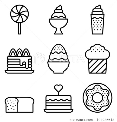 Food and sweet icon set. Food and sweet icon set. 104926618