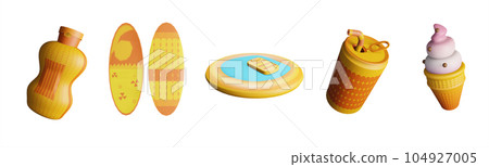 3D icon summer collection rendered isolated on the transparent background 104927005