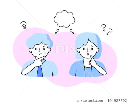 A simple vector illustration of a man and a woman in suits who are having trouble A simple vector illustration of a man and a woman in suits who are having trouble 104927792