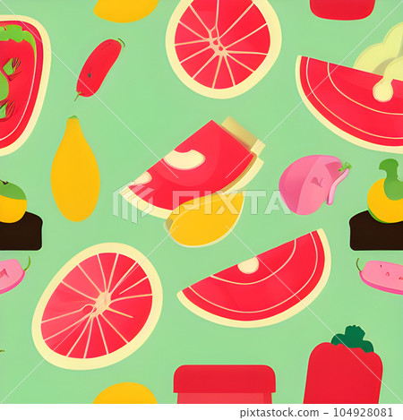 Food vegetable abstract pattern seamless, random element vintage design wallpaper Food vegetable abstract pattern seamless, random element vintage design wallpaper 104928081