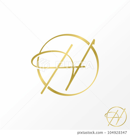 Logo design graphic concept creative abstract premium free vector simple letter H handwritten font cicle line. Related to typography initial monogram 104928347