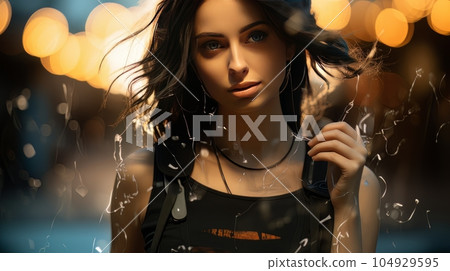 Digital art female portrait of a beautiful brunette outdoors AI Digital art female portrait of a beautiful brunette outdoors AI 104929595