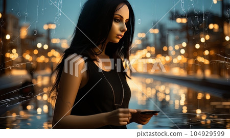 Digital art female portrait of a beautiful brunette outdoors AI Digital art female portrait of a beautiful brunette outdoors AI 104929599