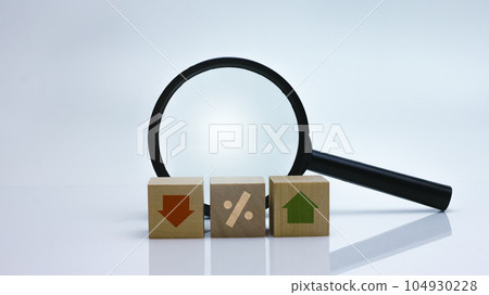 Financial concept to analysing business progress with magnifying glass on background. Financial concept to analysing business progress with magnifying glass on background. 104930228