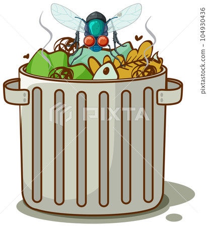 Fly and trash cartoon Fly and trash cartoon 104930436