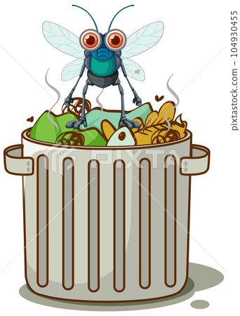 Fly and trash cartoon Fly and trash cartoon 104930455