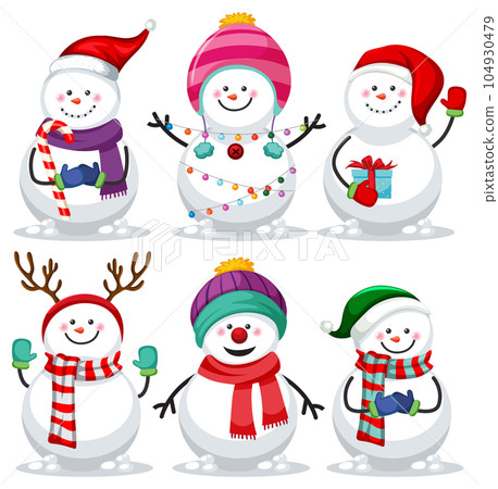 Set of Christmas snowman cartoon 104930479