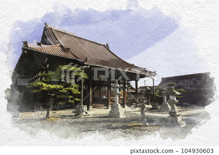 廣島縣東廣島市水彩風格的經禪寺本堂 廣島縣東廣島市水彩風格的經禪寺本堂 104930603