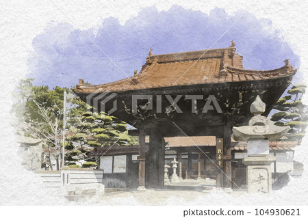 廣島縣東廣島市水彩風格的經禪寺大門 廣島縣東廣島市水彩風格的經禪寺大門 104930621