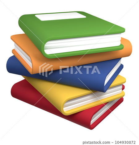 3d render books. 3d render multicolor book icon. Stack of multicolored books. Reading hobby and education. 3d render illustration 3d render books. 3d render multicolor book icon. Stack of multicolored books. Reading hobby and education. 3d render illustration 104930872
