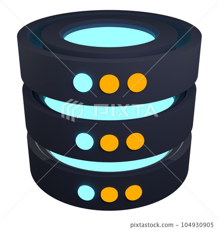 3d render of database. Database server 3d render icon. Network and database. Computer technology. 3d render illustration 104930905