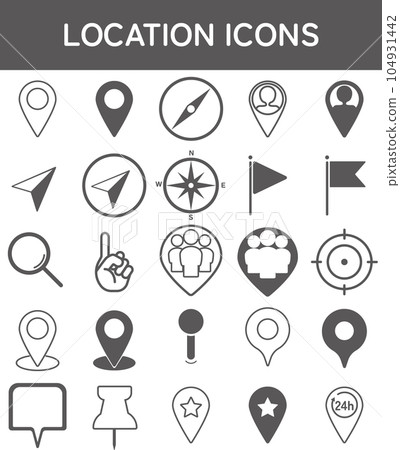 Collection of icons that can be used at locations 104931442
