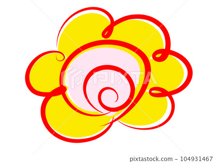Hanamaru mark Simple yellow and red hanamaru - Stock