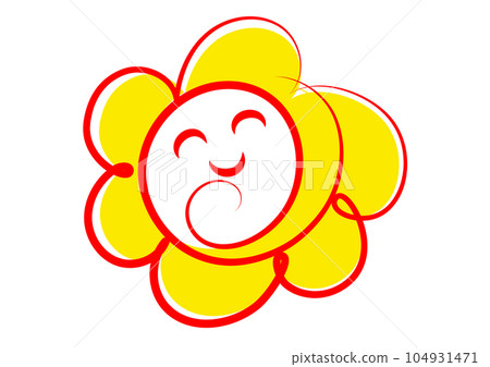 Hanamaru mark, cute smiling Hanamaru stamp illustration, icon material 104931471