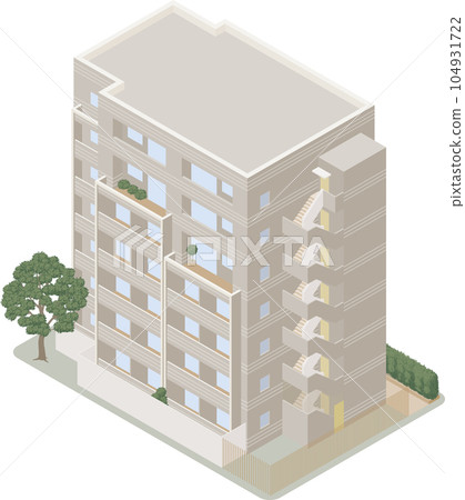 Urban beige mansion isometric illustration 104931722