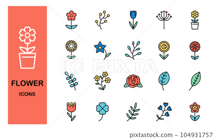 Flower icon set 104931757