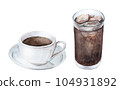 水彩畫的咖啡和冰咖啡 104931892