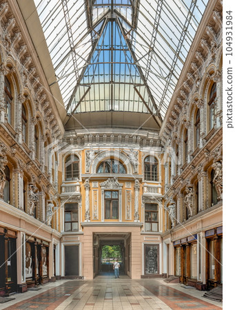 Interior courtyard of the historical building Passage in Odessa, Ukraine 104931984