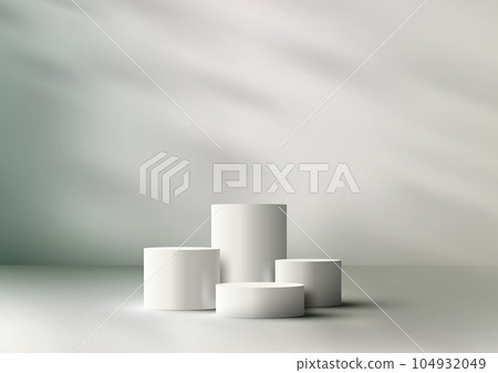 Sleek and Modern Product Showcase. Minimalist 3D Podium Stand with Natural Lighting. Vector Illustrator Mockup 104932049