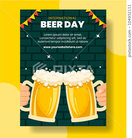 International Beer Day Vertical Poster Flat Cartoon Hand Drawn Templates Background Illustration 104932111