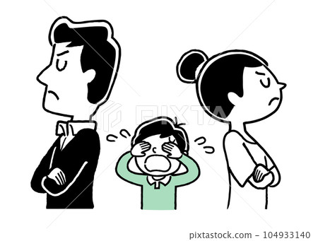 矢量插畫素材:婚姻爭吵、悲傷的孩子、離婚危機 矢量插畫素材:婚姻爭吵、悲傷的孩子、離婚危機 104933140