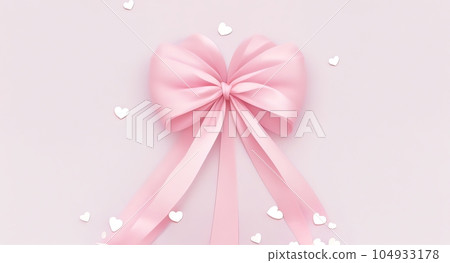 粉紅絲帶和心形背景AI 104933178