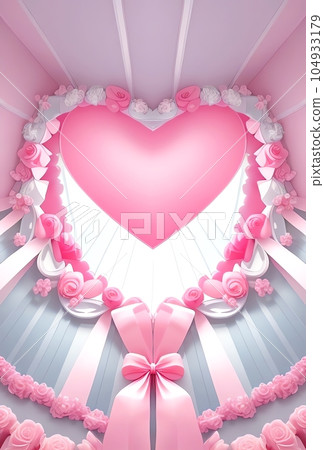 粉紅色的心和絲帶背景AI 粉紅色的心和絲帶背景AI 104933179