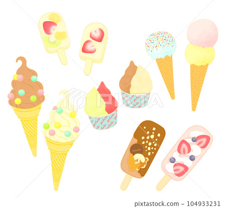 設置可愛冰淇淋的插圖 104933231
