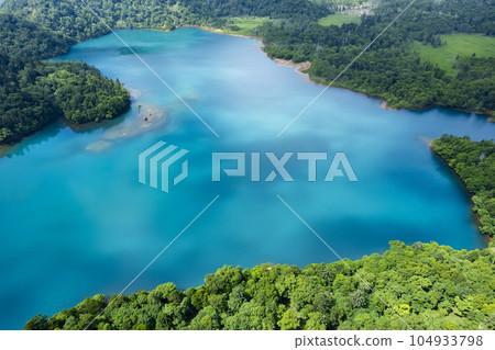 Aerial view of Lake Okotanpe in summer Aerial view of Lake Okotanpe in summer 104933798
