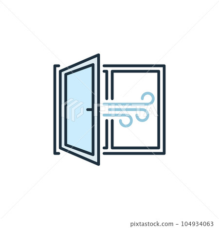 Room Airing colored icon - Open Window vector concept sign Room Airing colored icon - Open Window vector concept sign 104934063