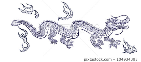 手繪水墨觸摸龍年插畫 手繪水墨觸摸龍年插畫 104934395