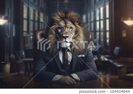 Lion businessman "AI generated image" 104934644