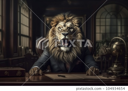 Lion businessman "AI generated image" 104934654