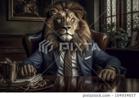 Lion businessman "AI generated image" 104934657