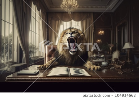 Lion businessman "AI generated image" 104934668