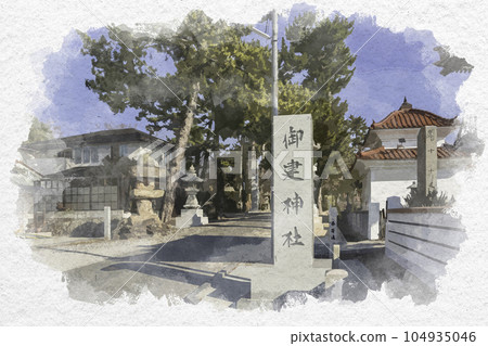 水彩風格禦岳神社引道廣島縣東廣島市 水彩風格禦岳神社引道廣島縣東廣島市 104935046