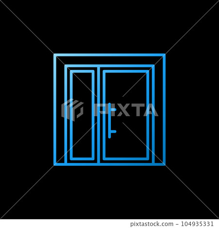 Glass Door vector outline concept blue icon or sign 104935331
