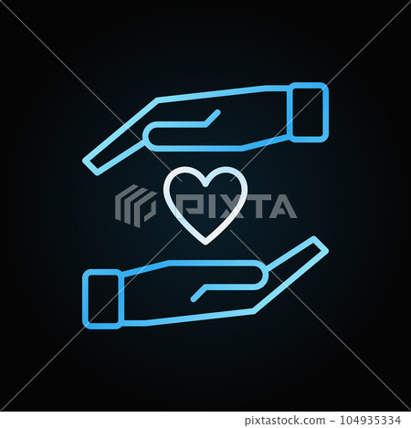 Hands with heart vector colorful outline icon or sign 104935334