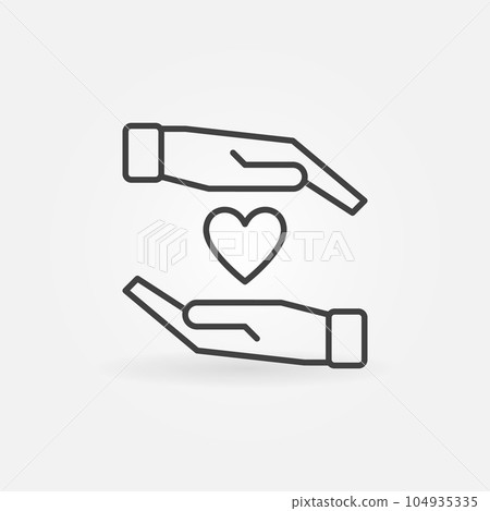 Hands with heart vector icon in thin line style Hands with heart vector icon in thin line style 104935335