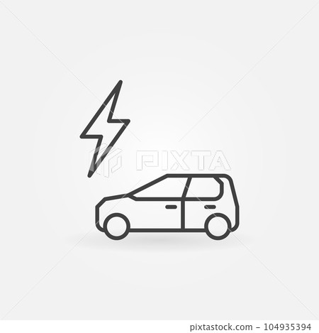 Lightning and electric car vector icon in outline style Lightning and electric car vector icon in outline style 104935394