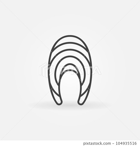 Trout fish slice line vector icon. Red fish steak sign 104935516