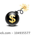 Dollar bomb icon vector isolated. Concept of financial crisis and economy recession. 104935577