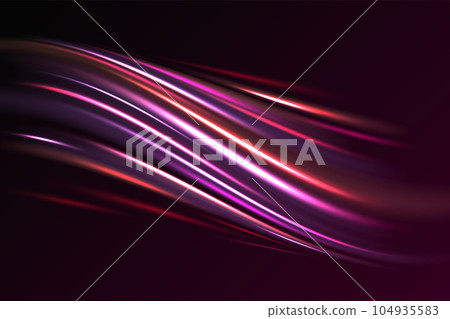 Colorful light trails with motion effect. Neon color glowing lines background, high-speed light trails effect. Colorful light trails with motion effect. Neon color glowing lines background, high-speed light trails effect. 104935583
