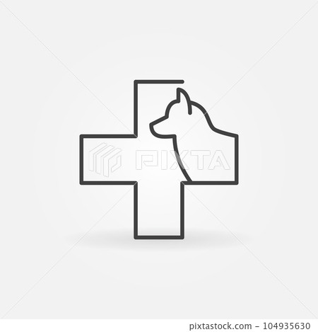 Dog with cross line vector icon Dog with cross line vector icon 104935630