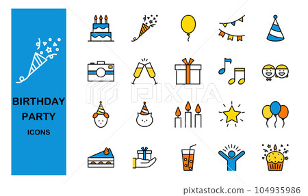 Birthday celebration icon set 104935986